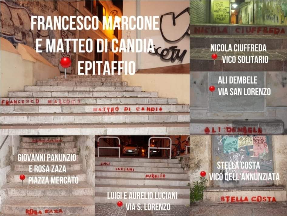 Foggia, spuntano scritte che riportano i nomi di alcune vittime innocenti della mafia